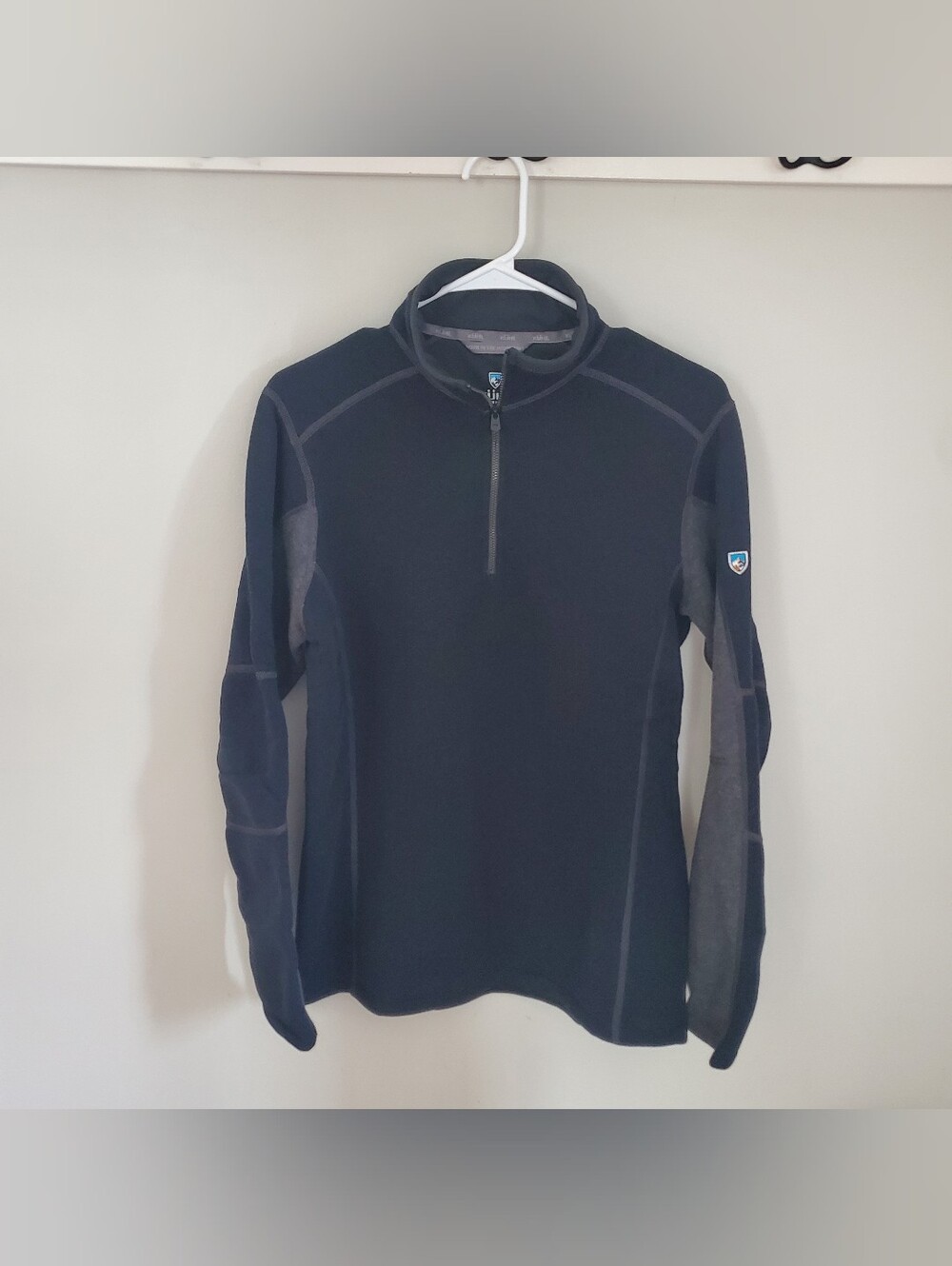 Kuhl Revel Men’s Quarter Zip Sweater Fleece Navy Blue/Gray S